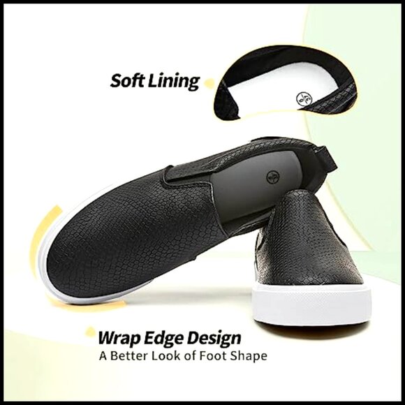 Synthetic Leather Slip-On Sneakers with Padded Collar, Comfortable Loafers - Picture 4 of 6